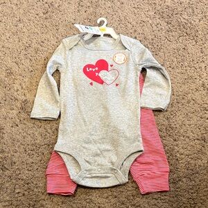 Carter's Gray Bodysuit with Red Heart Design